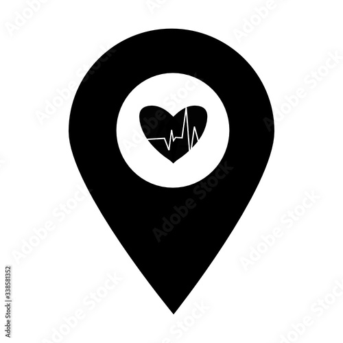Heartbeat location map pin icon. Element of map point for mobile concept and web apps. Icon for website design and development, app development. Premium hospital, clinic, pharmacy icon