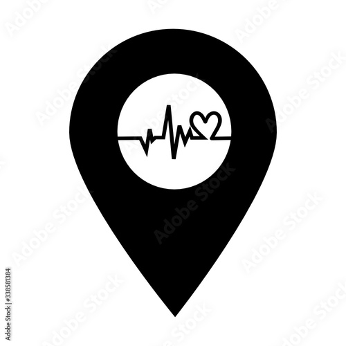 Heartbeat location map pin icon. Element of map point for mobile concept and web apps. Icon for website design and development, app development. Premium hospital, clinic, pharmacy icon