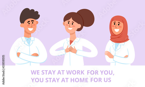 Thank you poster with doctors fighting the coronavirus.