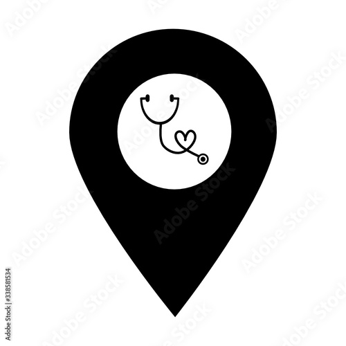 Stethoscope location map pin icon. Element of map point for mobile concept and web apps. Icon for website design and development, app development. Premium hospital, clinic, pharmacy icon sign