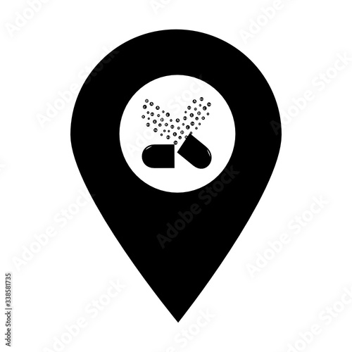Vitamin location map pin icon. Element of map point for mobile concept and web apps. Icon for website design and development, app development. Premium hospital, clinic, pharmacy icon sign