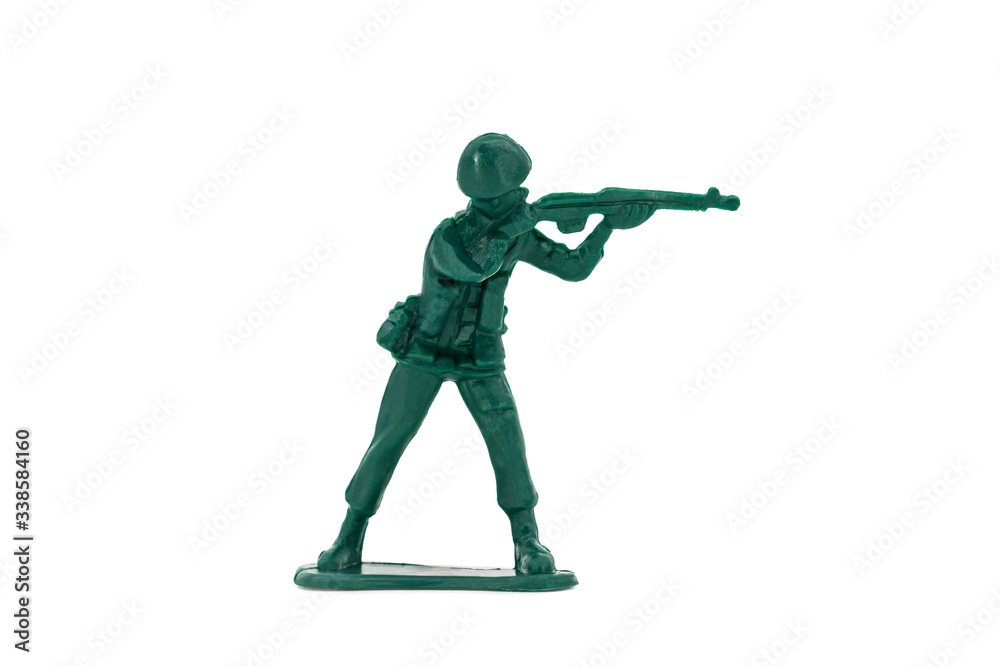 Green toy soldiers on white background. Soldier three on six models. (3/6) Picture one on sixteen viewing angles. (01/16) Green toy soldiers on white background. Soldier three on six models. (3/6) Picture one on sixteen viewing angles. (01/16)