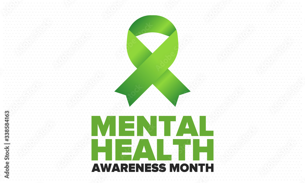 Mental Health Awareness Month in May. Annual campaign in United States. Raising awareness of mental health. Control and protection. Prevention campaign. Medical health care design. Vector illustration Mental Health Awareness Month in May. Annual campaign in United States. Raising awareness of mental health. Control and protection. Prevention campaign. Medical health care design. Vector illustration