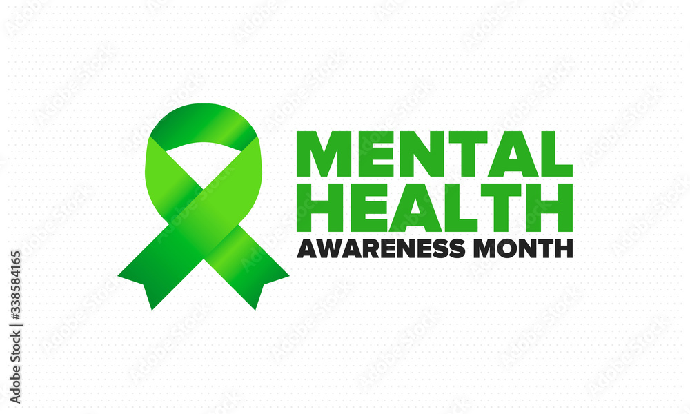 Mental Health Awareness Month in May. Annual campaign in United States. Raising awareness of mental health. Control and protection. Prevention campaign. Medical health care design. Vector illustration Mental Health Awareness Month in May. Annual campaign in United States. Raising awareness of mental health. Control and protection. Prevention campaign. Medical health care design. Vector illustration