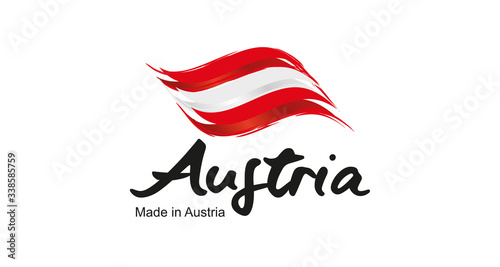 Made in Austria handwritten flag ribbon typography lettering logo label banner