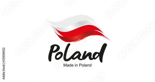 Made in Poland handwritten flag ribbon typography lettering logo label banner