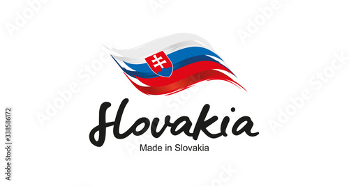 Fotografie Made in Slovakia handwritten flag ribbon typography lettering logo label banner