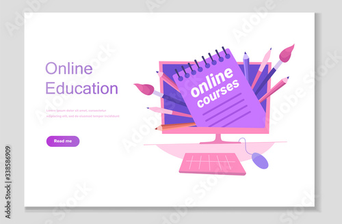 Online school studies from home, university remote learning, getting a degree by taking online courses. Online education system. Digital classroom, flipped class, blended learning and smart classroom