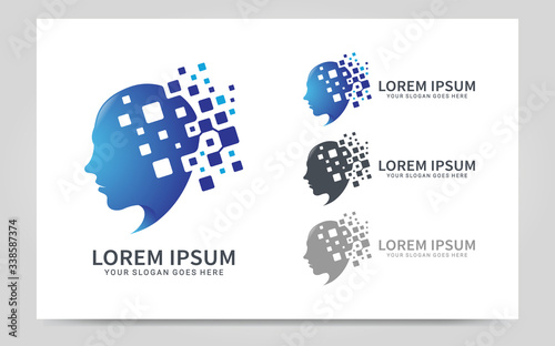 Abstract people head logo. Human face symbol. Creative mind logo
