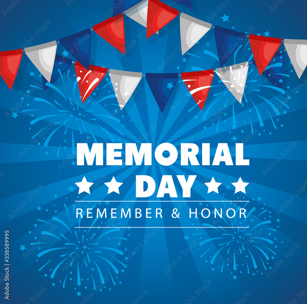 memorial day with garlands hanging decoration vector illustration design memorial day with garlands hanging decoration vector illustration design