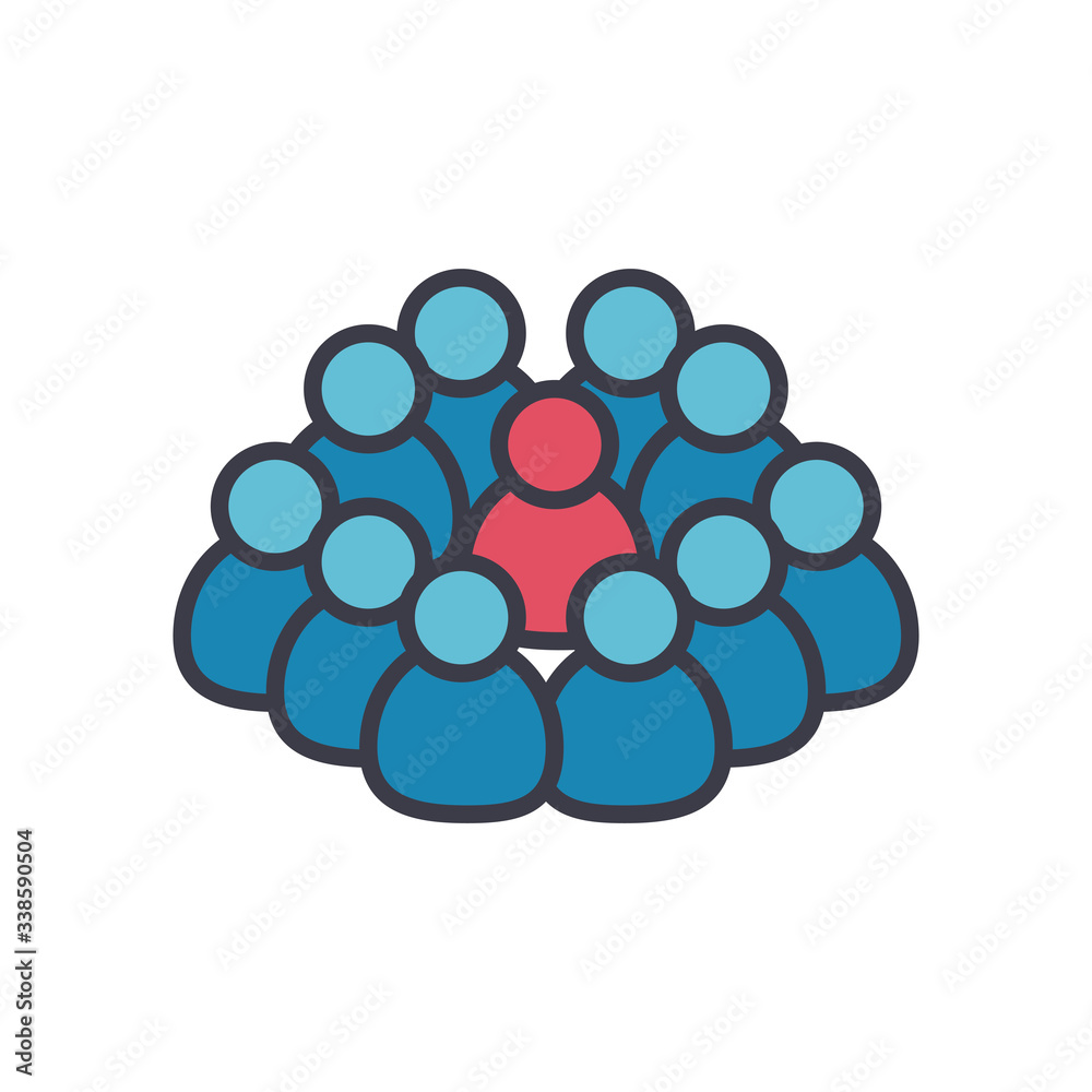 covid 19 concept, a person infected and crowd around, flat style covid 19 concept, a person infected and crowd around, flat style