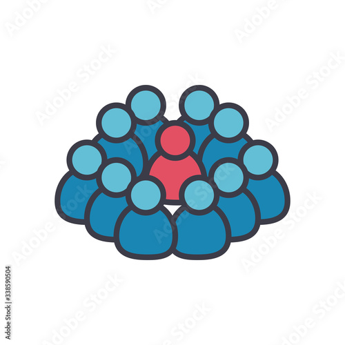 covid 19 concept, a person infected and crowd around, flat style
