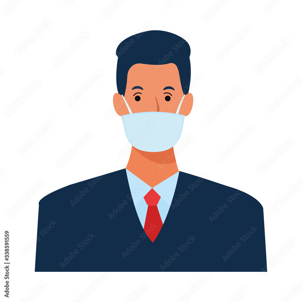 businessman using face mask for covid19 character businessman using face mask for covid19 character