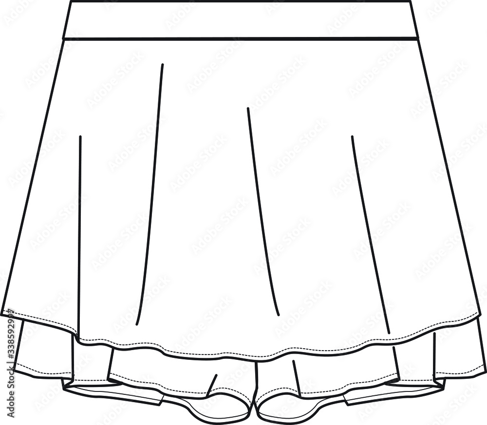 Bermuda skort, Fashion Flat Sketch, apparel template. short skirt Stock ...