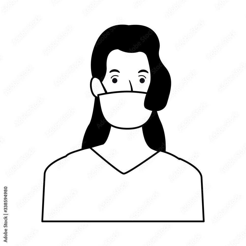 woman using face mask for covid19 character woman using face mask for covid19 character