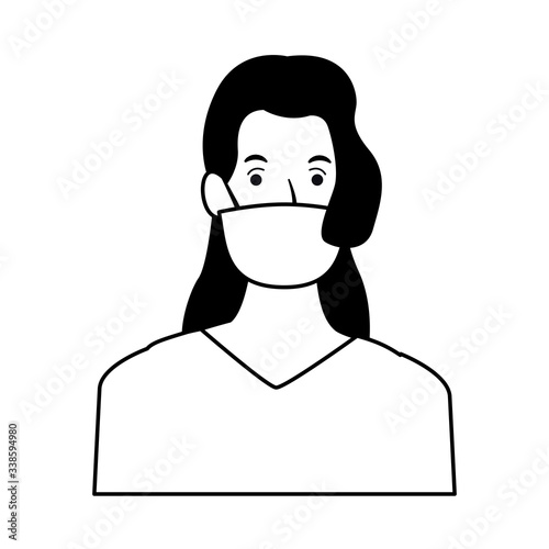 woman using face mask for covid19 character