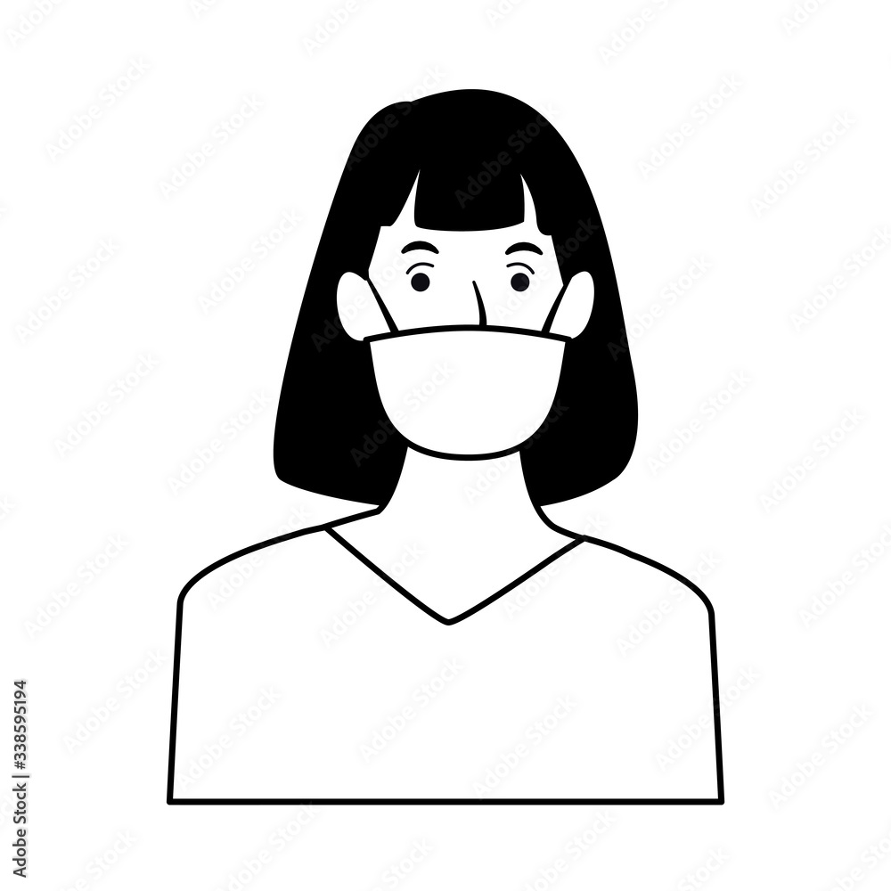 woman using face mask for covid19 character woman using face mask for covid19 character