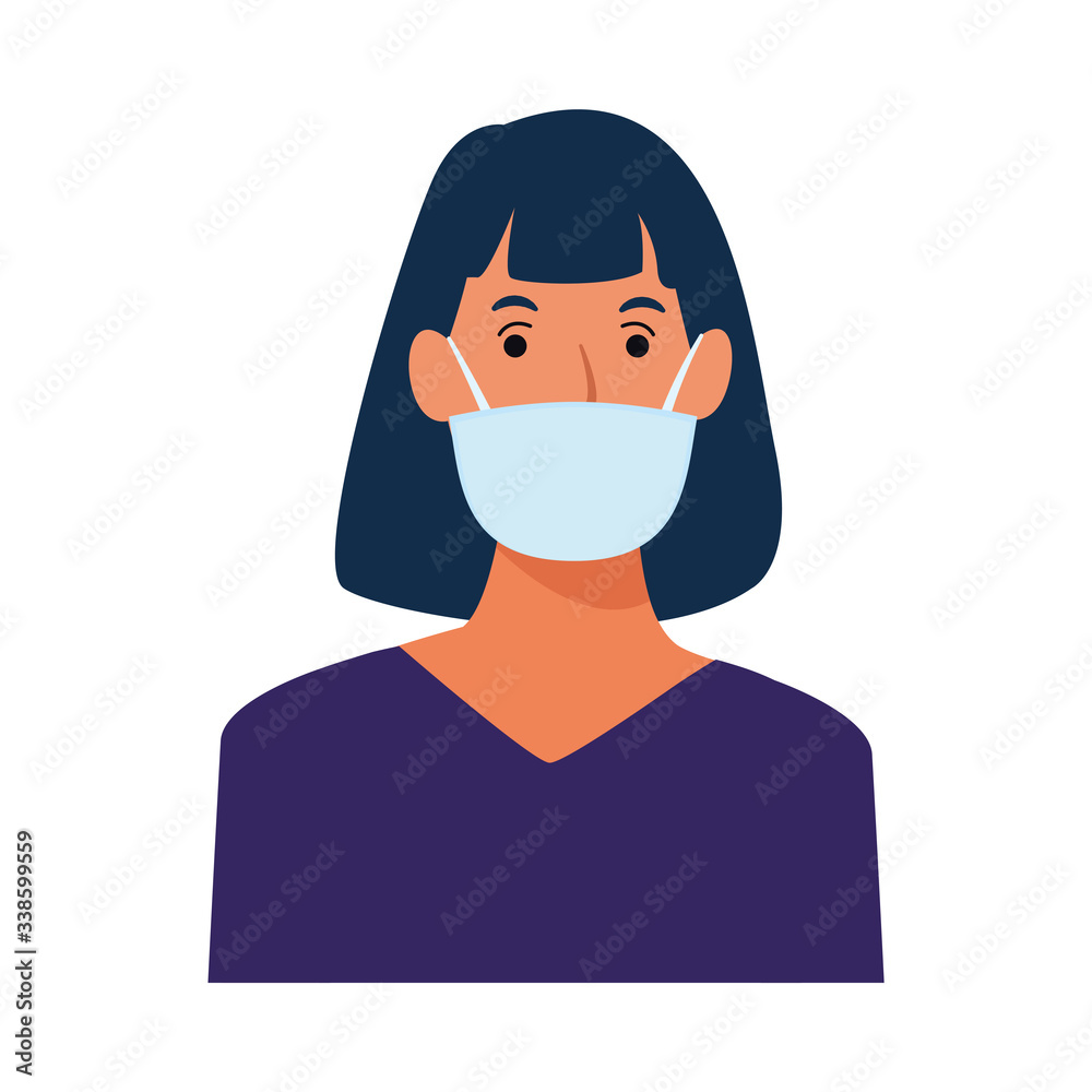 woman using face mask for covid19 character
