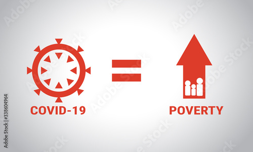 Coronavirus covid-19 could lead to rise in poverty trend. graph arrow illustration for effects of the virus 2019, 2020