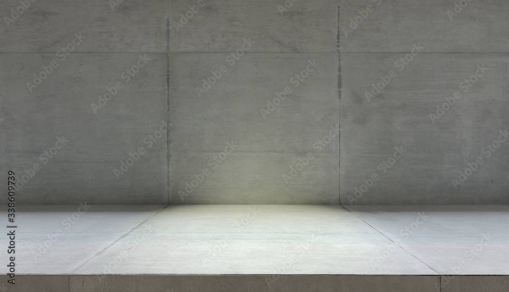 Empty concrete desk with wall 3D rendering