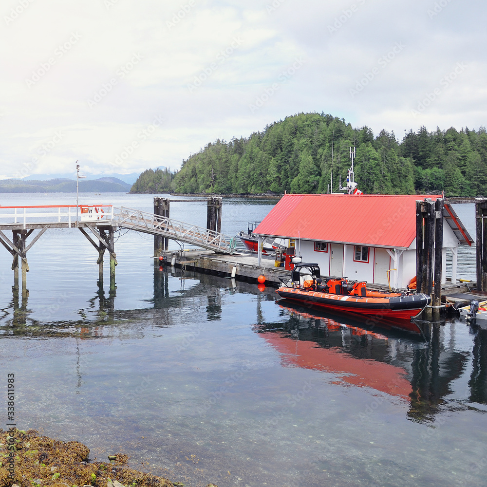 Canadian Coast Guard boat. Bamfield. Vancouver island. British Columbia. Canada.