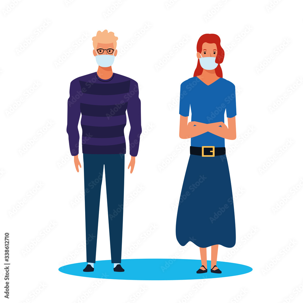 couple using face mask for covid19