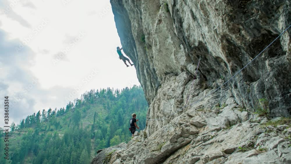 Epic rock climber jump at Burjakove Peci Topla in slow motion