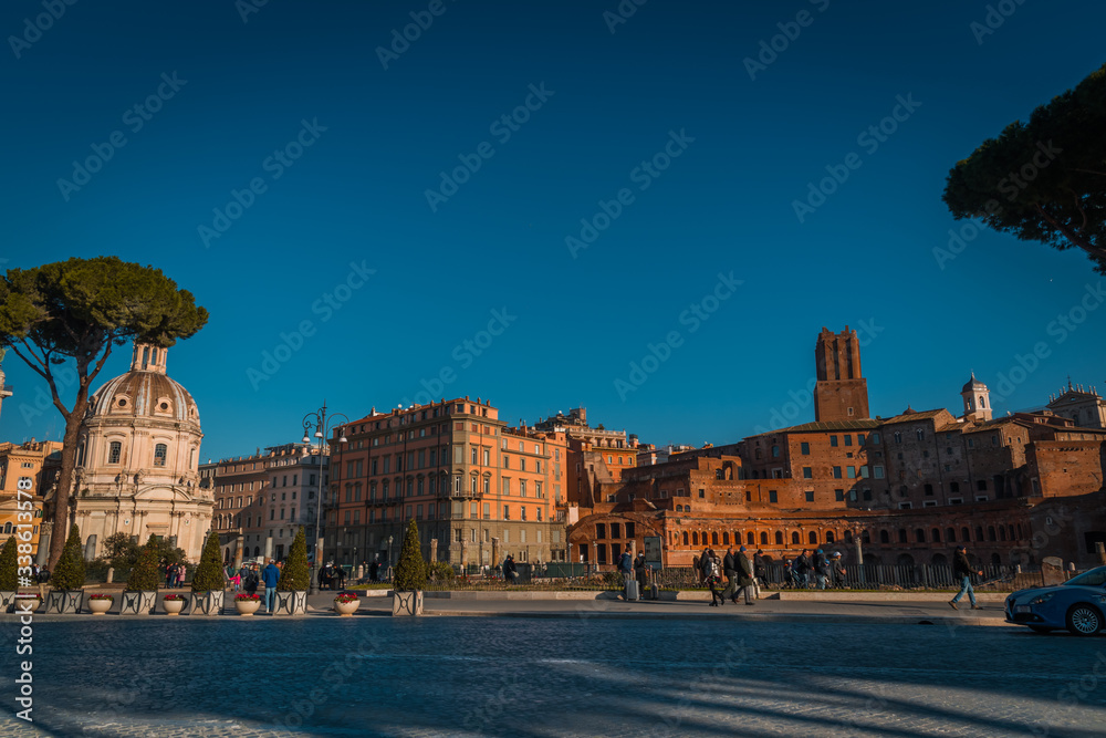 ROME, LAZIO / ITALY - JANUARY 02 2020: Rome streets photo before COVID-19