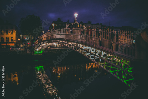 beautiful shot of Dublin most iconic bridge at night 
