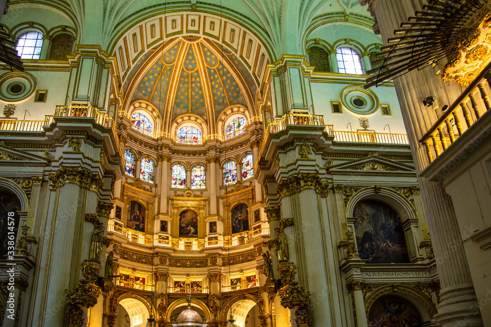 Fototapeta premium Granada, Spain-October 15, 2019: Exquisite Interiors of landmark Granada Royal Cathedral