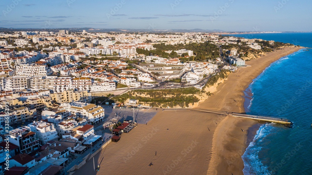 Aerial view of the beaches and the city of Albufeira, Algarve, Portugal