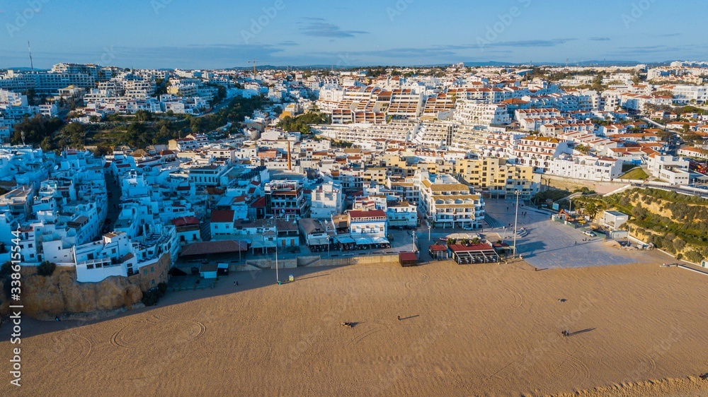Aerial view of Albufeira city center, in the Algarve region, in Portugal