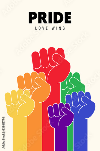 LGBT community poster design template background with rainbow colored flag