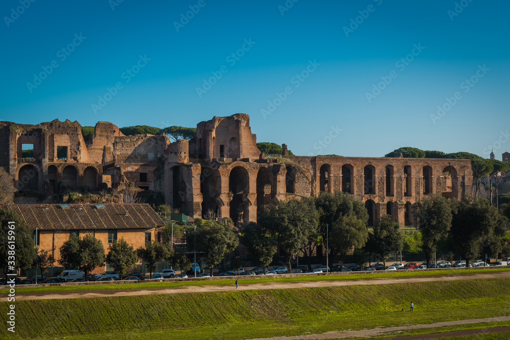 ROME, LAZIO / ITALY - DECEMBER 22 2019: Rome streets view before COVID-19