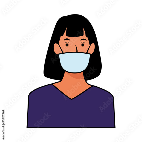 woman using face mask for covid19 character