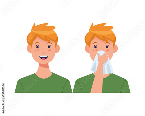 men sick with runny nose covid19 symptom