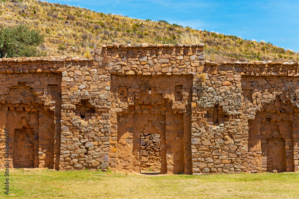 The inca temple of the Chosen Virgins on the Isla de la Luna (Moon Island), Titicaca Lake, Bolivia. The inca temple of the Chosen Virgins on the Isla de la Luna (Moon Island), Titicaca Lake, Bolivia.