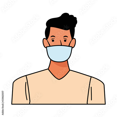 man using face mask for covid19 character