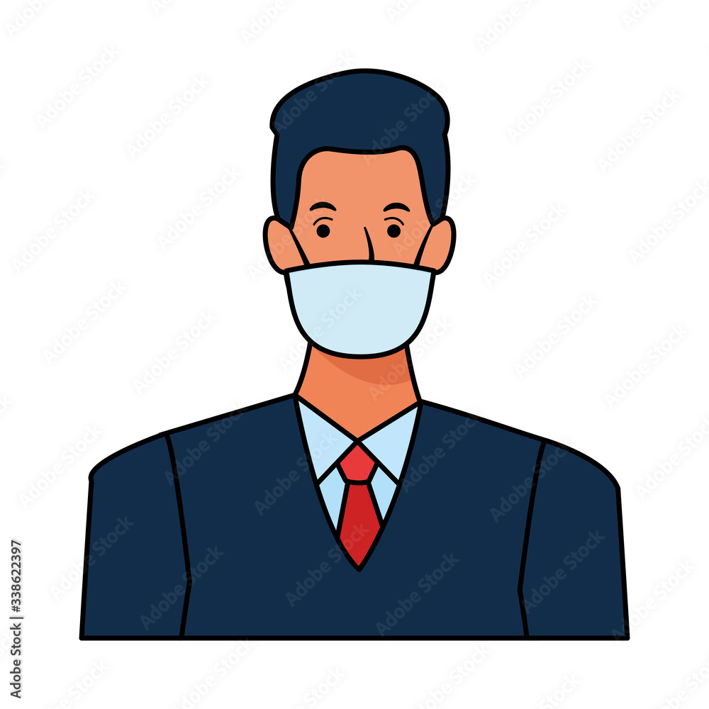 businessman using face mask for covid19 character businessman using face mask for covid19 character