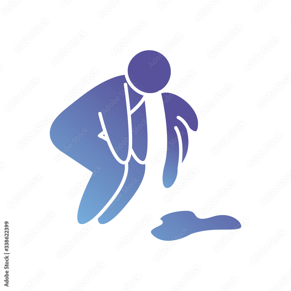 pictogram man vomiting icon, gradient style