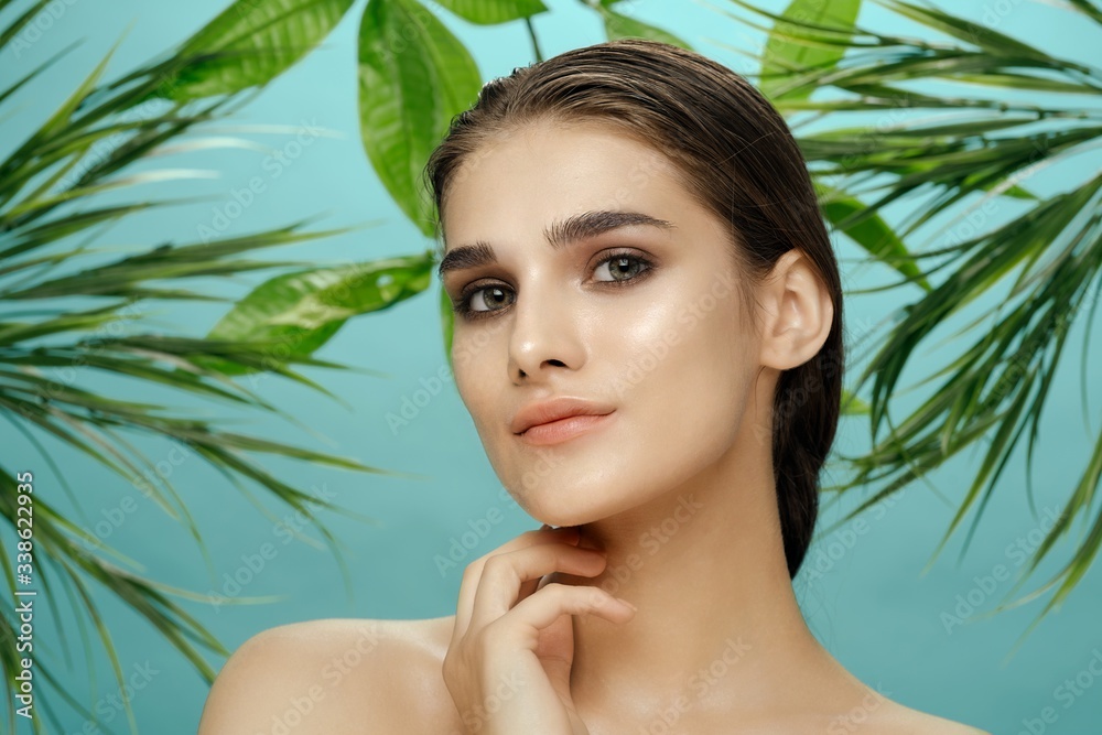 beautiful woman green leaves charm exotic beautiful woman green leaves charm exotic