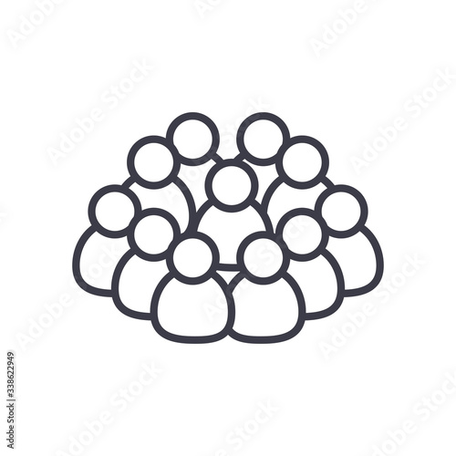 covid 19 concept, a person infected and crowd around, line style