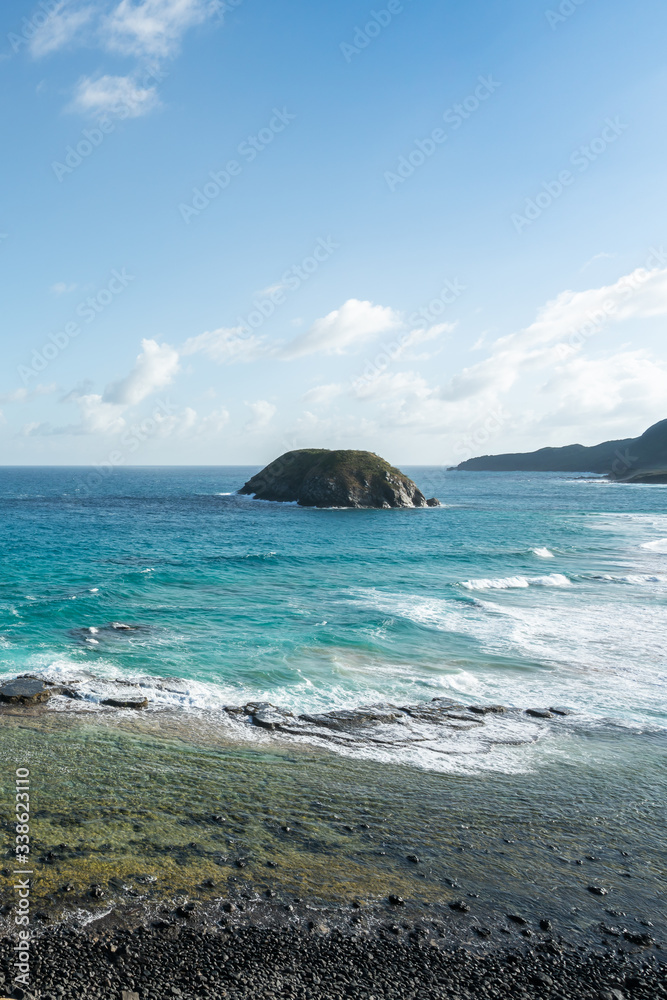 Beautiful view of Praia do Leao at Fernando de Noronha Marine National Park, a Unesco World Heritage site, Pernambuco, Brazil