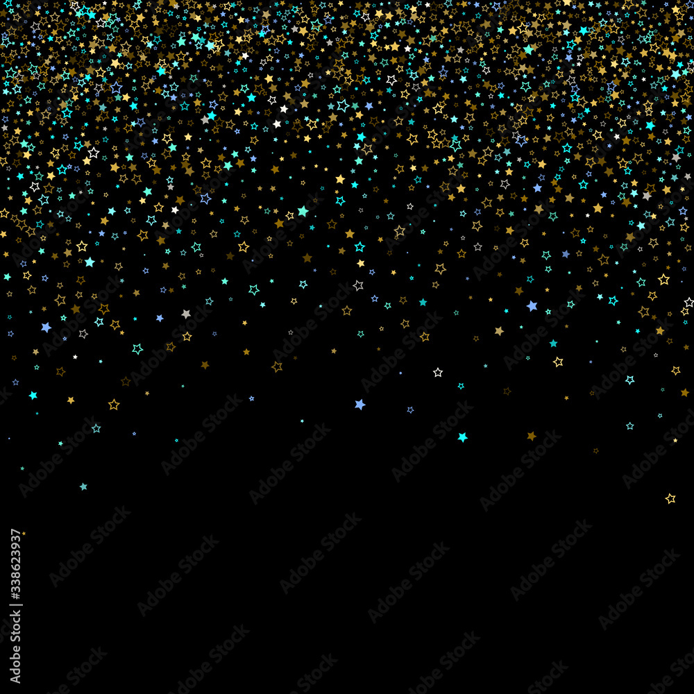 Gold, Blue stars, sprocket, shiny confetti. Gold, Blue stars, sprocket, shiny confetti.