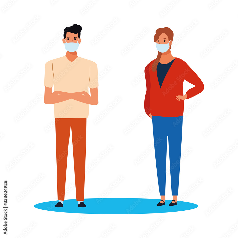 couple using face mask for covid19 couple using face mask for covid19