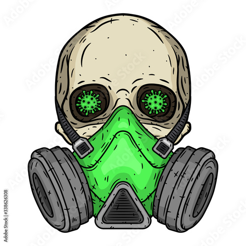 Skull. Skull with gas mask. Skull with respirator