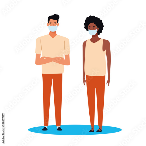 interracial men using face mask for covid19