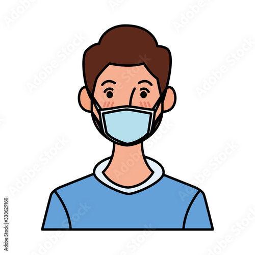 man using face mask character