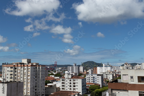 view of the city with blue sky