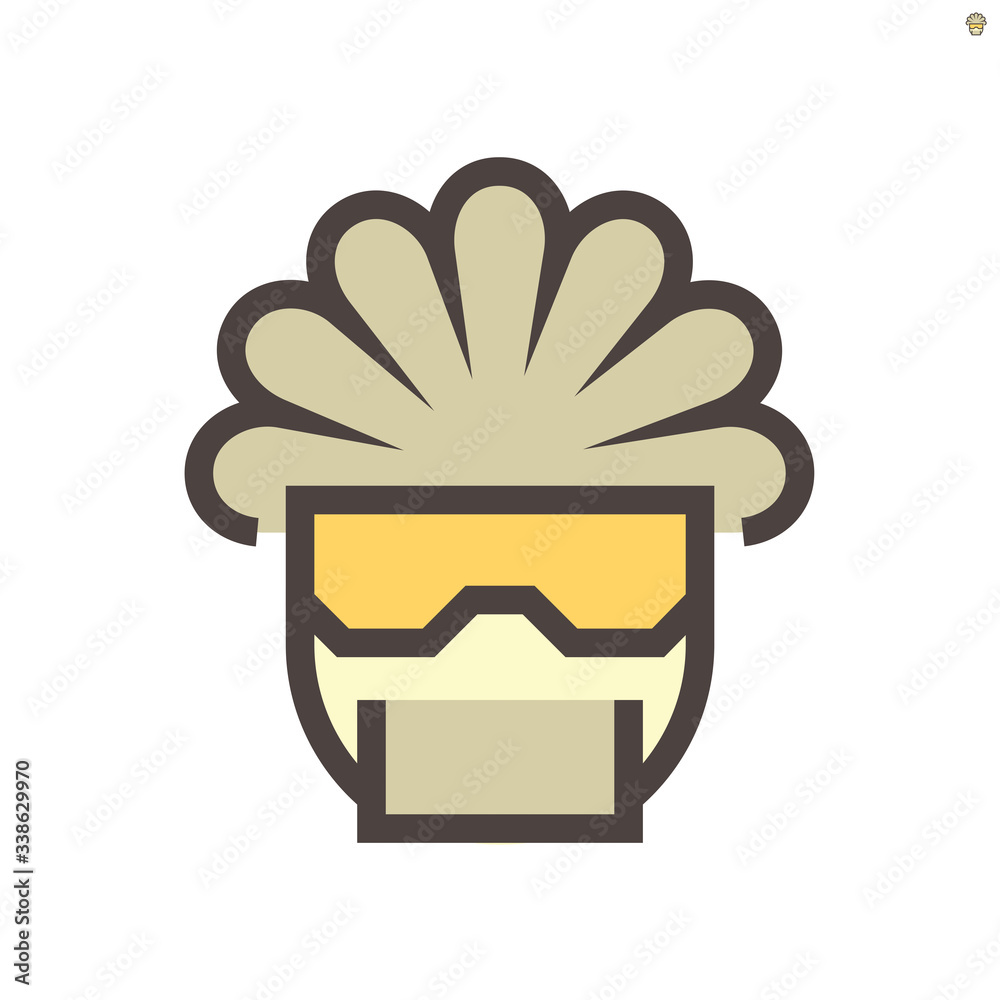 Doctor or scientist character icon. That wearing special personel protective equipment (PPE) for the coronavirus (covid-19) outbreak treat patient. Vector illustration line icon design. 48x48 pixel. - obrazy, fototapety, plakaty 